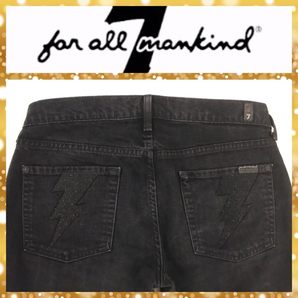 7 For All Mankind Denim - 7 For All Mankind RARE Lightning Bolt Black Jeans